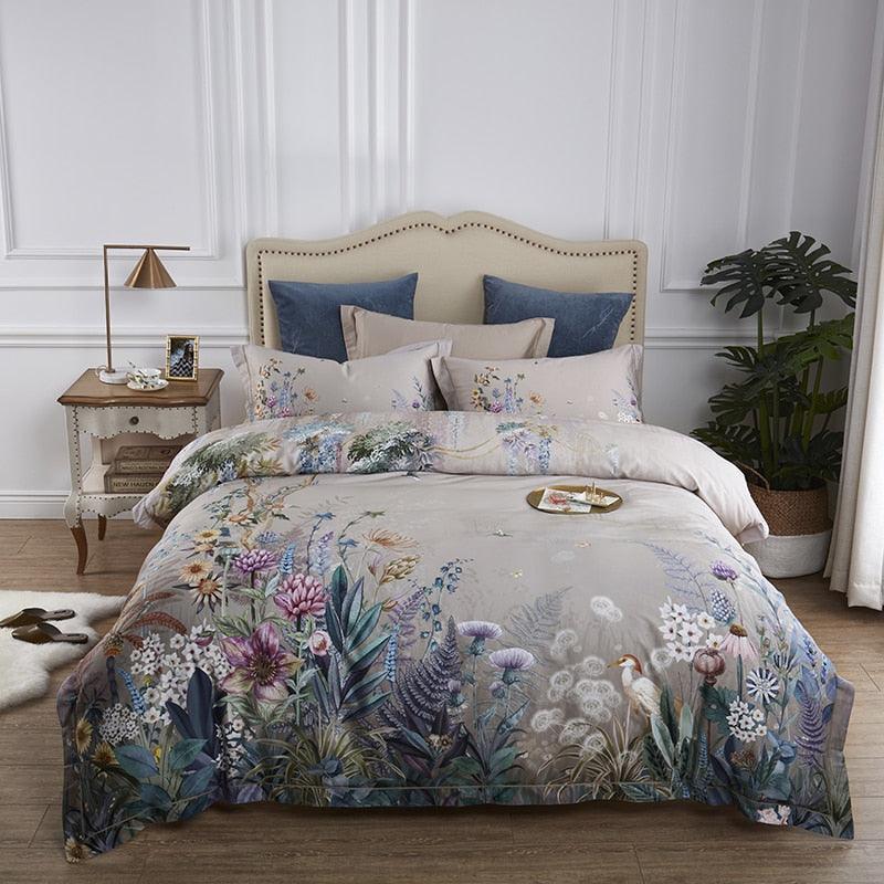 Conjunto de roupa de cama de luxo de algodão egípcio 100S bordado